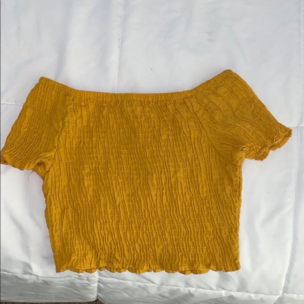 Off the shoulder yellow Crop Top